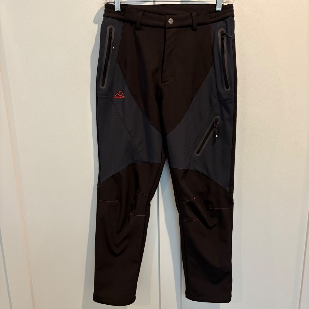 Outdoor Sports Hiking Pants 32 Black Softshell Fleece Lined Technical Trousers